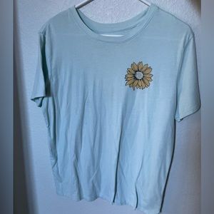 Blue Sun Flower Woman Graphic Tee Shirt